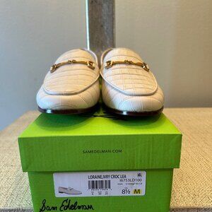 NIB Sam Edelman Women's Loraine Loafer Modern Ivory/Croco Embossed 8.5M